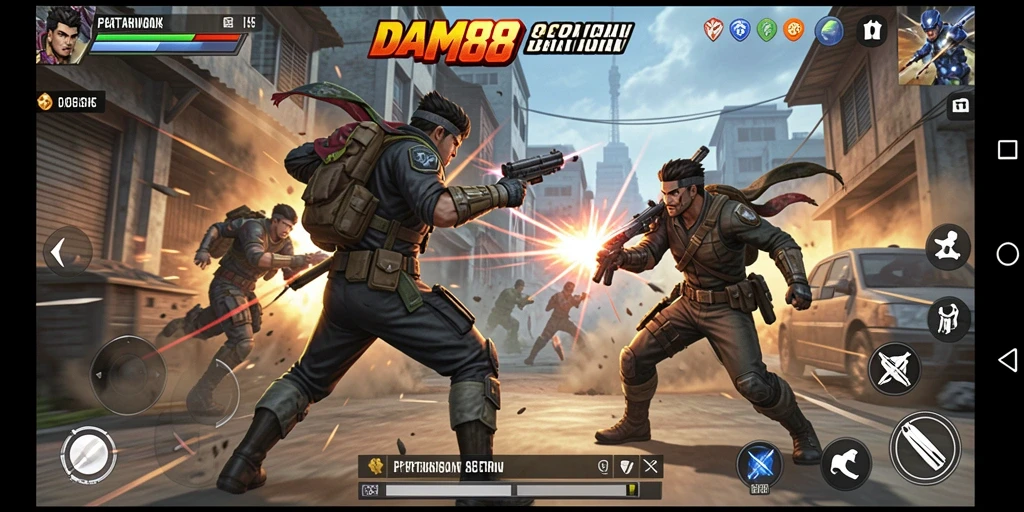 Tampilan gameplay intens DAM88 di layar dengan aksi yang mendebarkan.