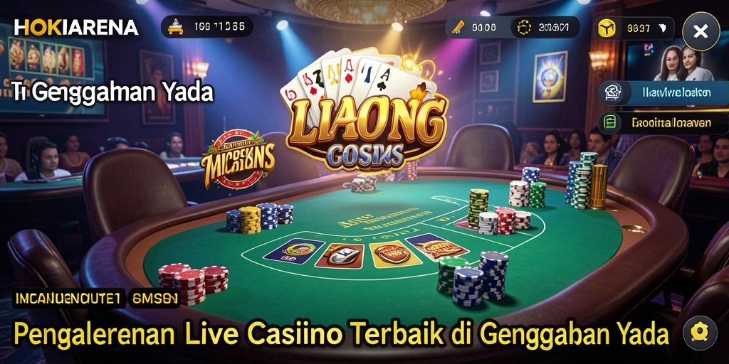Screenshot gameplay HOKIARENA menampilkan dealer langsung yang berinteraksi dengan pemain.