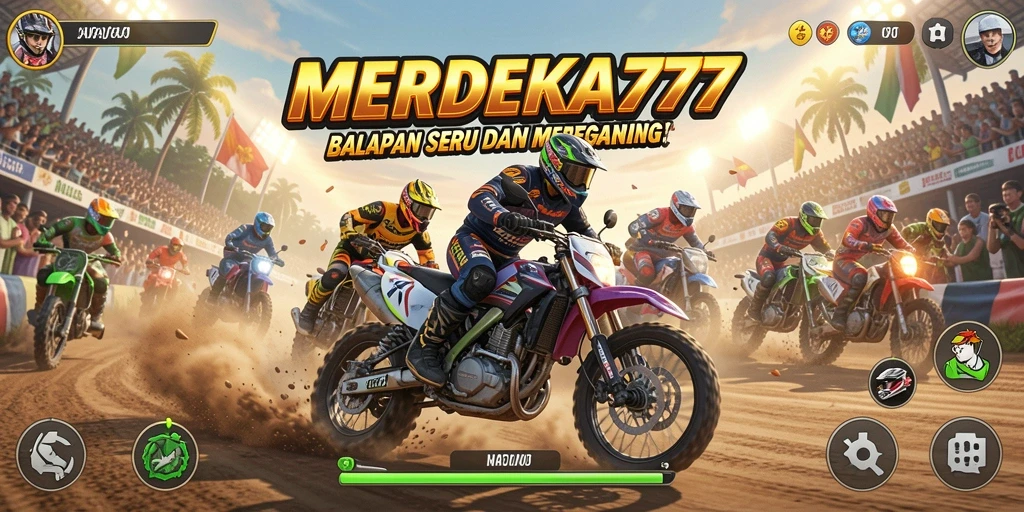 Tampilan gameplay MERDEKA777 yang menegangkan dan mendebarkan dalam balapan.