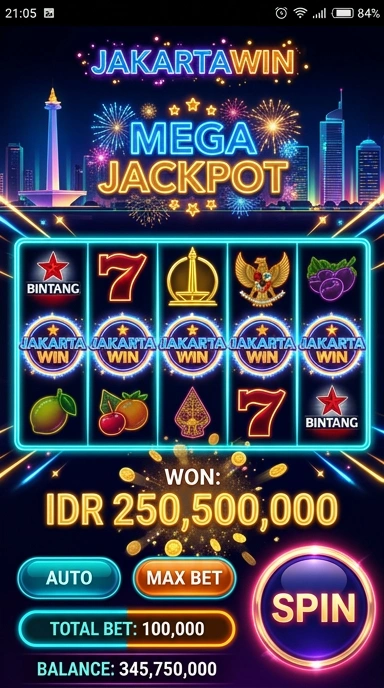 Tampilan utama aplikasi jakartawin yang menarik dan intuitif.